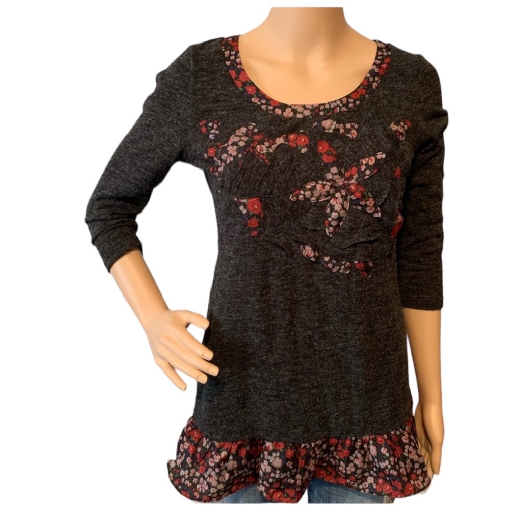 Lulumari Embroidered Tunic Long Sleeve Top Sz M